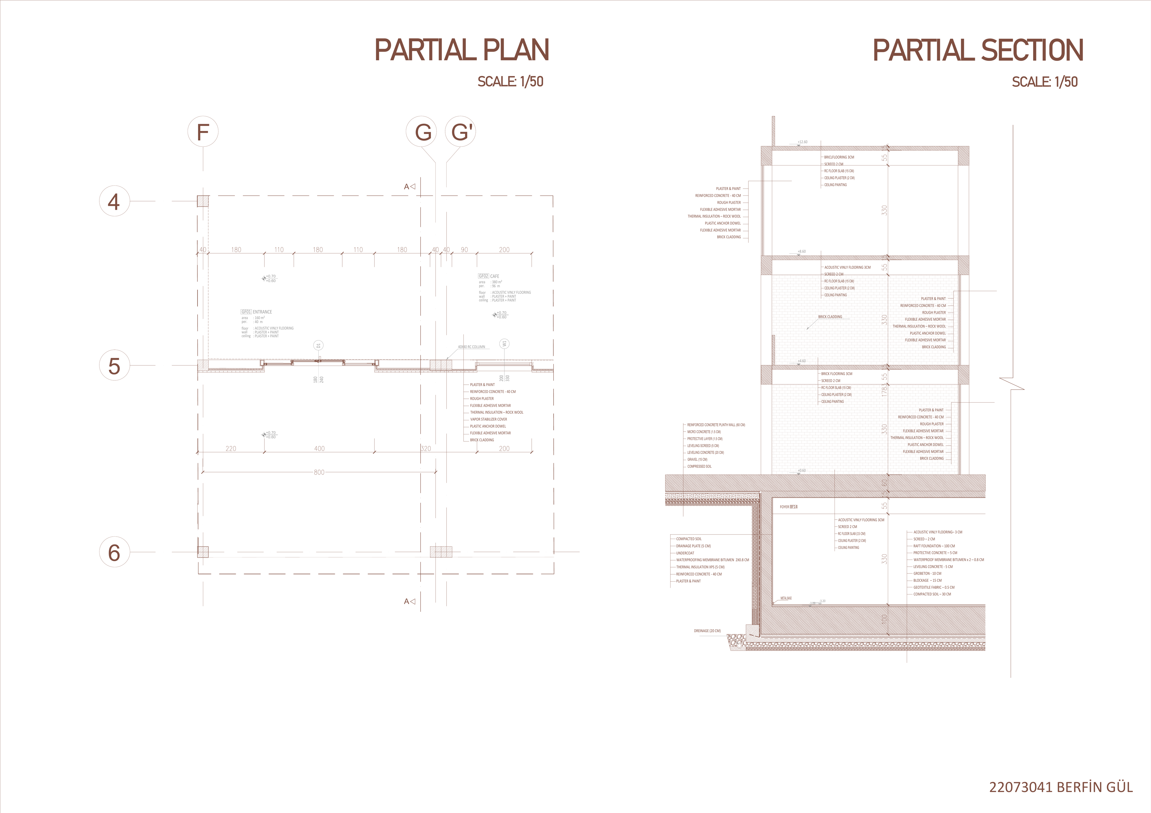 YUMAK — partial section construction detail at 1:50