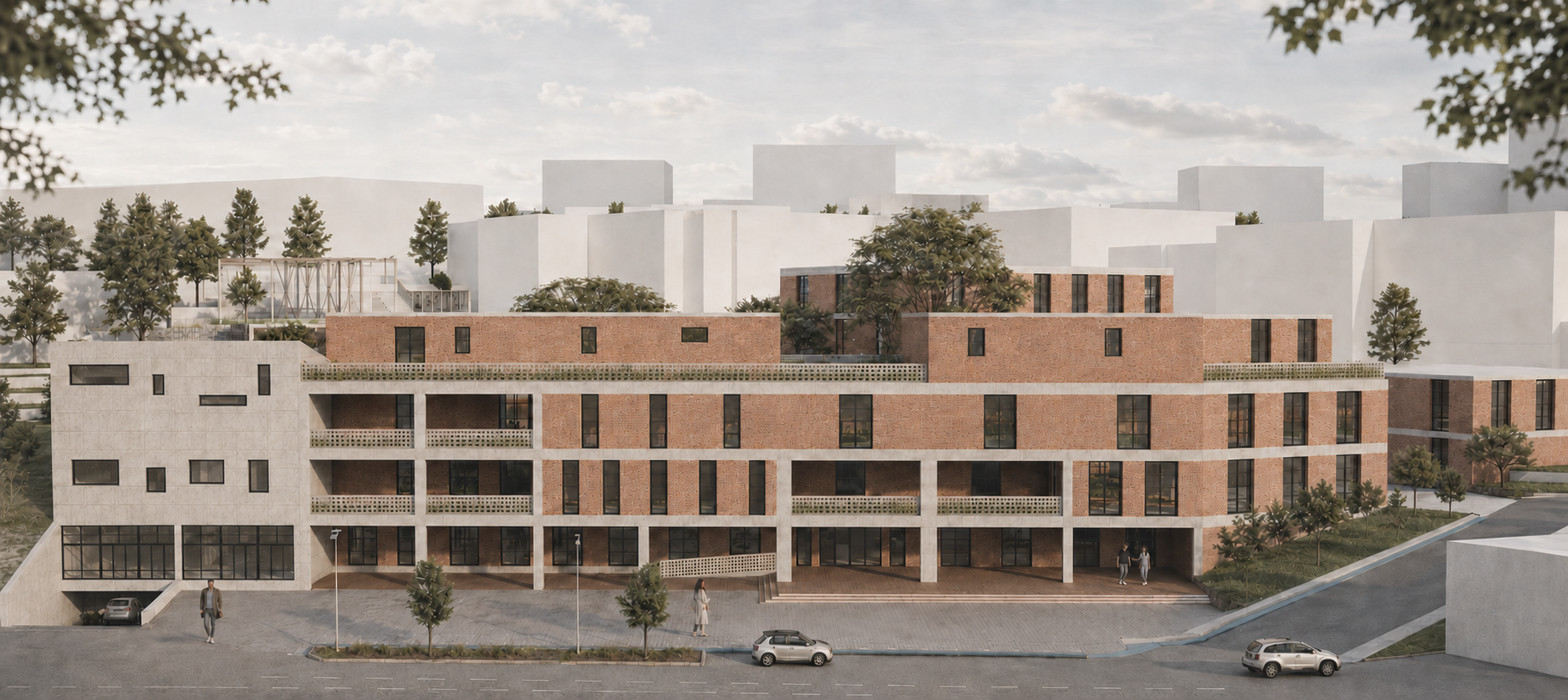 YUMAK — A woven community center stepping down a sloped Üsküdar site.